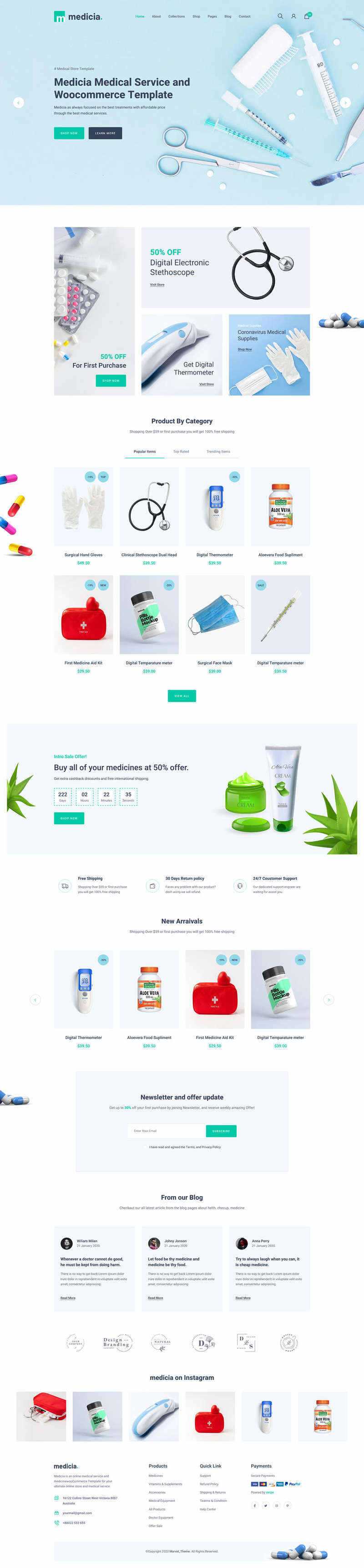Bootstrap4医疗保健用品电子商务HTML5模板 - 天能资源