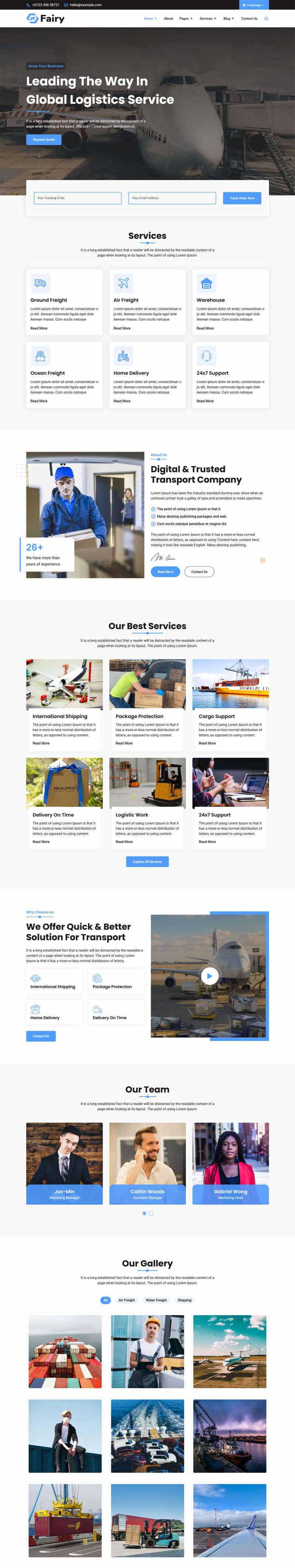 bootstrap响应式多功能的物流快递公司HTML模板 - 天能资源