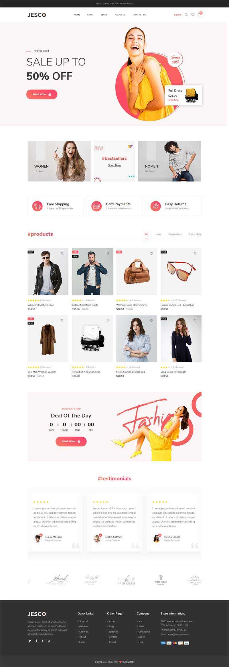 响应式时尚服装配饰商城HTML模板 - 天能资源