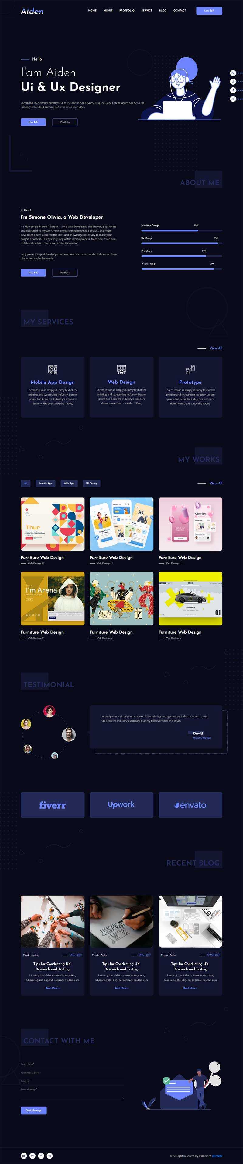 创意的个人作品主题html模板 - 天能资源