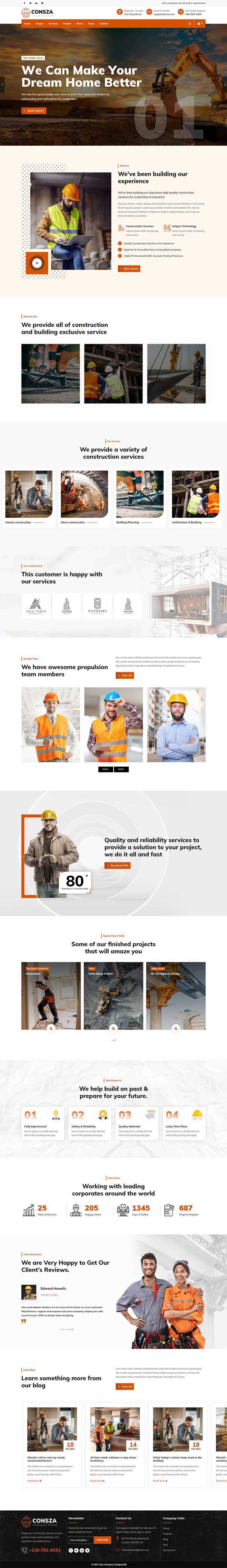 响应式房地产建筑工程企业网站HTML5模板 - 天能资源